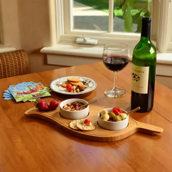 Picnic at Ascot Patented Bamboo Cheese & Charcuterie Board - Stores as a Compact Wedge- Opens to 13" Diameter