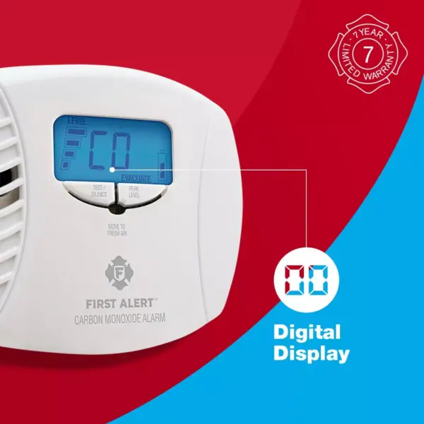 First Alert Plug-In Carbon Monoxide Detector with Digital Display and Battery Backup