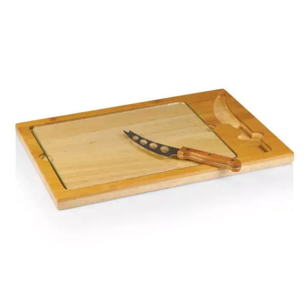 Rubberwood and Bamboo Iron Cheese Cutting Board - Picnic Time