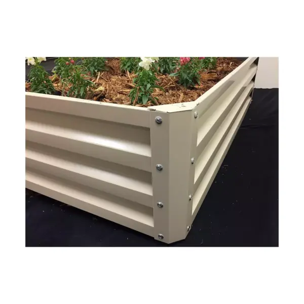 Stratco Raised Galvanized Steel Metal Outdoor Decor Rectangular Garden Bed Veggie Planter Box with 11 Cubic Feet Capacity, 47 x 35 x 12 Inches, Beige