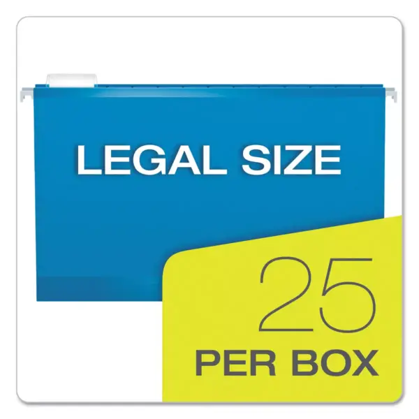 Pendaflex Reinforced 2" Extra Capacity Hanging Folders 1/5 Tab Legal Blue 25/Box 4153X2BLU