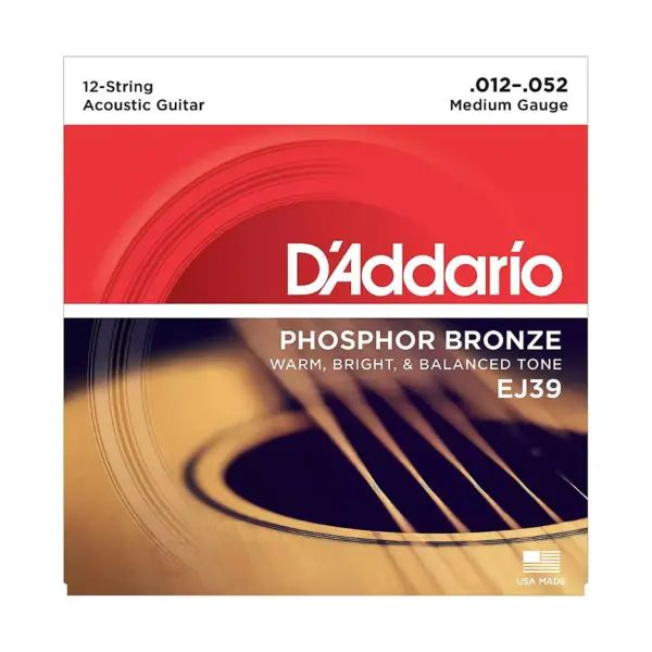 D'Addario EJ39 PB Medium 12-String Acoustic Guitar String Set