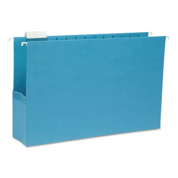 Smead 3" Cap Hanging Pockets w/Full-Height Gussets & 1/5 Tabs Legal Sky Blue 25/BX 64370