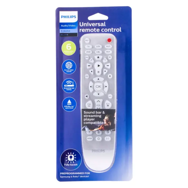 Philips 6 Device Elite Backlit Remote Control - Brushed Silver