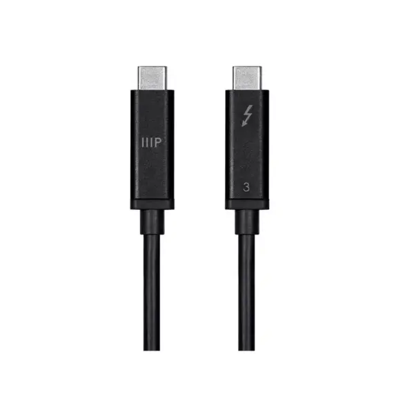 Monoprice USB & Lightning Cable - 2 Meter - Black | C18004GK Thunderbolt 3 (40 Gbps) USB-C Cable, Supports Data and Video Dual 4K@60Hz or 5K@60Hz