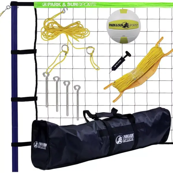 Park & Sun Spiker Sport Steel Green Portable Outdoor Volleyball Net Set with Bag