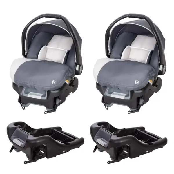 Baby Trend Ally Adjustable 35 Pound Infant Baby Car Seat and Ally 35 Versatile Ultra Safe 4 Position Infant Car Seat Bases, Gray Magnolia (2 Pack)