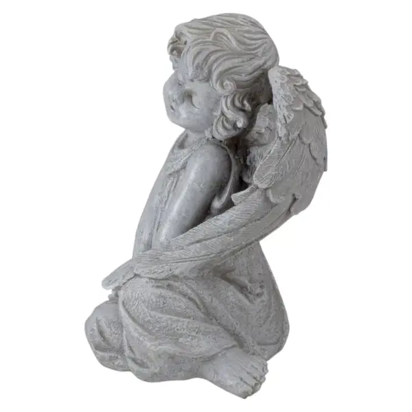 Northlight 8.75" Gray Sitting Cherub Angel with Wings Outdoor Patio Garden Statue