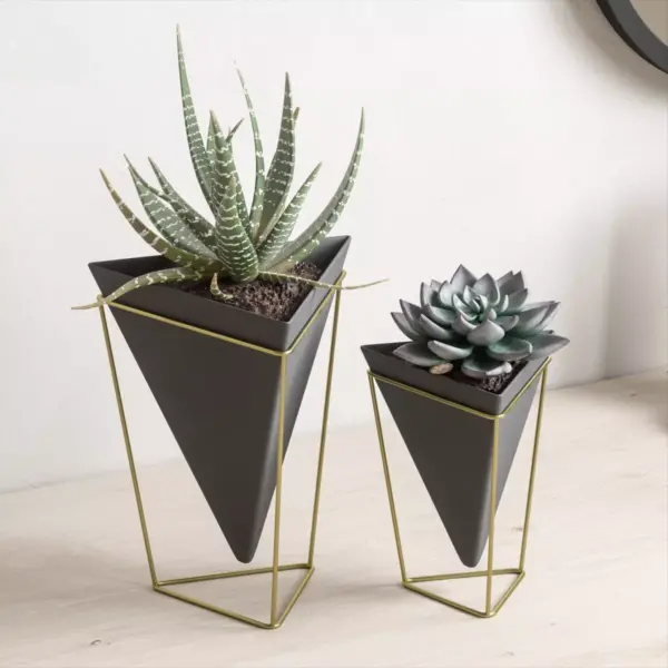 Set of 2 Trigg Tabletop Vessels Black/Brass - Umbra