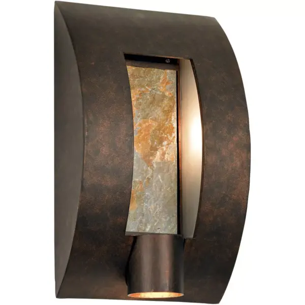 Franklin Iron Works Modern Outdoor Wall Light Fixture Bronze 16" Framed Slate for Exterior House Patio Porch