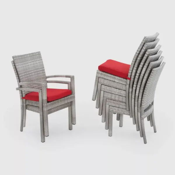 Cannes 9pc Woven Dining Seating Set in Sunset Red - RST Brands