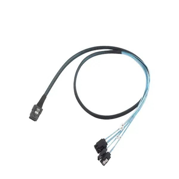 INSTEN Mini-SAS Data Transfer Cable, SFF-8087 to 4 SATA Cable, 3.3ft, Blue