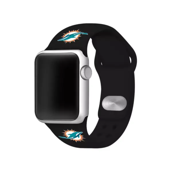 NFL Miami Dolphins Apple Watch Compatible Silicone Band 38mm - Black