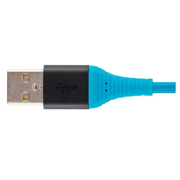 Monoprice USB 2.0 Micro B to Type A Charge and Sync Cable - 6 Feet - Blue | Durable, Kevlar-Reinforced Nylon-Braid - AtlasFlex Series