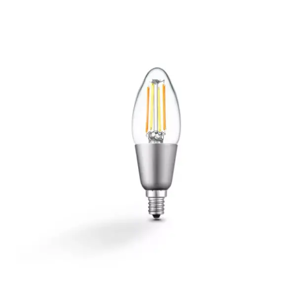 Smart 40W Equivalent Vintage Filament Tunable White LED Wi-Fi Enabled Voice Activated B11 E12 Light Bulb