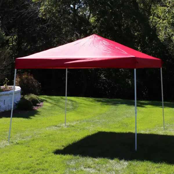 10'x10' Quick-Up Steel Frame Canopy with Carrying Bag Red - Sunnydaze