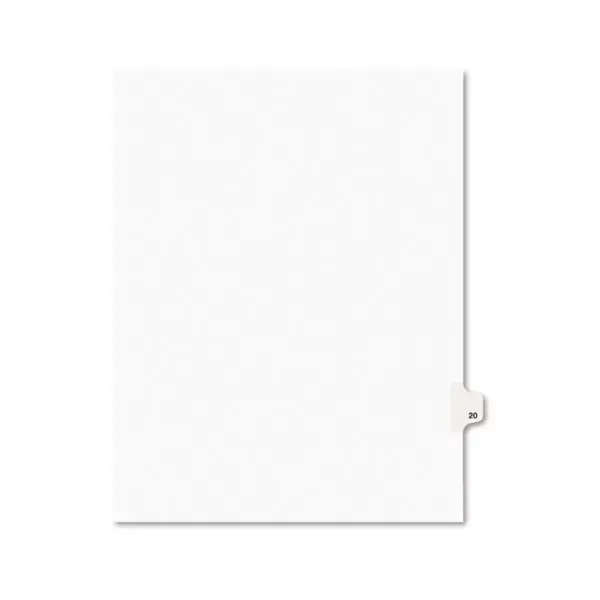 Avery-Style Legal Exhibit Side Tab Divider Title: 20 Letter White 25/Pack 01020