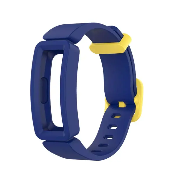 Insten Soft Silicone Replacement Band For Fitbit Inspire HR & Inspire / Inspire 2 & Ace 2, Blue/Yellow Clip