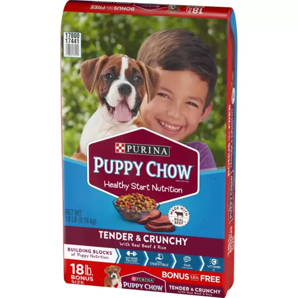 Purina Puppy Chow Tender & Crunchy with Real Beef & Rice Dry Dog Food - 18lbs