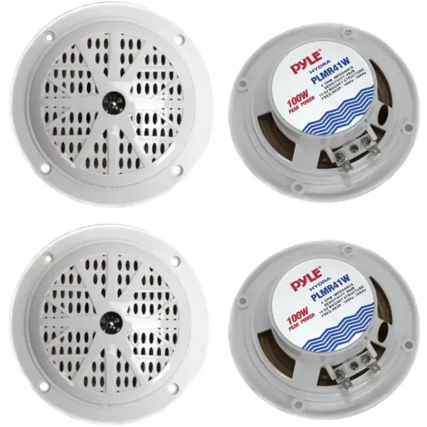 PYLE PLMR41W 4" 100W Marine Waterproof Boat/Car Audio Stereo Speakers (2 Pairs)