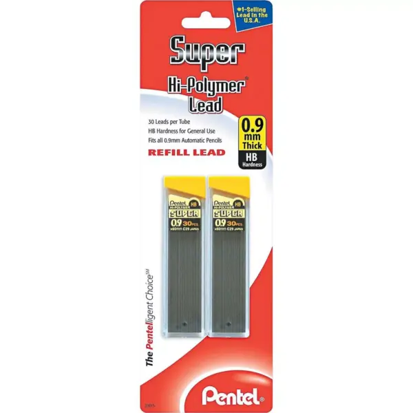 Pentel Hi-Polymer Lead .9mm HB 2/PK Black C29BPHB2