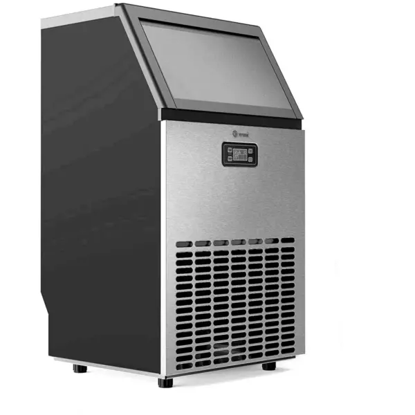 Vremi VRM050692N Freestanding Commercial Ice Maker Machine with Panel and Scoop for Restaurants, Bars, and Homes, 1.2 Liter Capacity, Stainless Steel