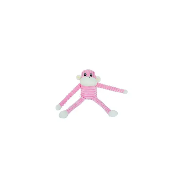 ZippyPaws - Spencer The Crinkle Monkey Dog Toy, Squeaker and Crinkle Plush Toy - Pink, Small