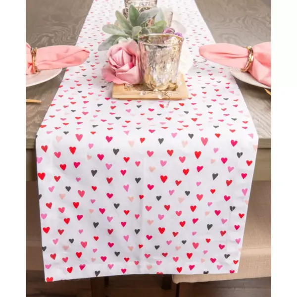 72"x14" Confetti Hearts Print Table Runner Pink - Design Imports