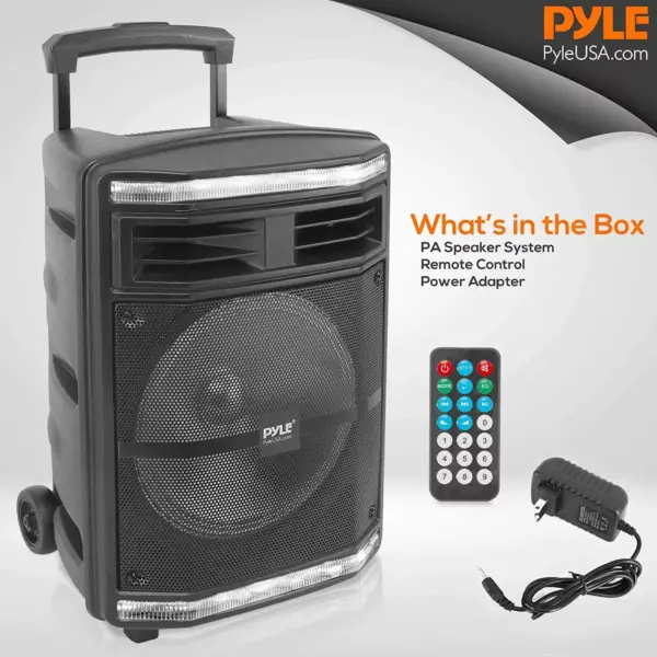 Pyle PPHP1044B 600 Watts Portable Indoor Outdoor Bluetooth Speaker System with Rechargeable Battery and Flashing Party Lights