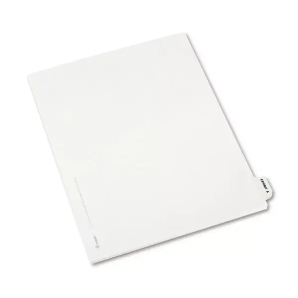 Avery-Style Preprinted Legal Side Tab Divider Exhibit A Letter White 25/Pack 01371