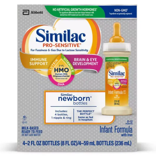 Similac Pro-Sensitive Non-GMO Infant Formula with Iron Bottles - 4ct/2 fl oz Each