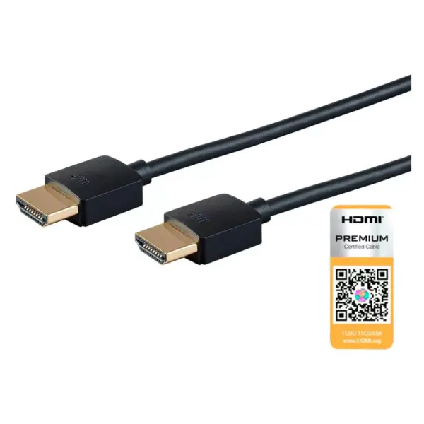 Monoprice High Speed HDMI Cable - 5 Feet - Black| Certified Premium, 4K@60Hz, HDR, 18Gbps, 36AWG, YUV, 4:4:4 - Ultra Slim Series