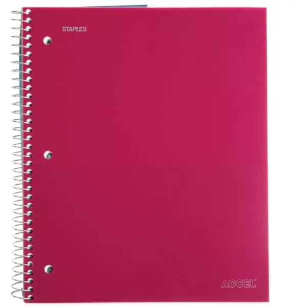 Staples 3-Subject Notebook 8.5" x 11" College Ruled 150 Sheets Asst Colors TR15758M