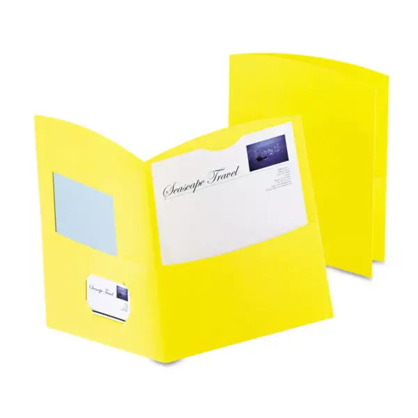 Oxford Contour Two-Pocket Recycled Paper Folder  100-Sheet Capacity Yellow 5062570