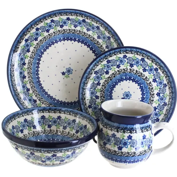 Blue Rose Polish Pottery Eliza 4 Piece Place Setting - Service for 1