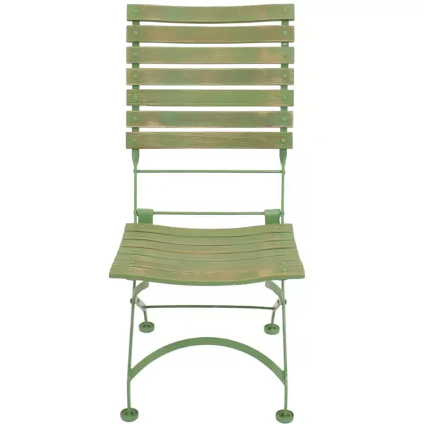 Sunnydaze Indoor/Outdoor Patio or Dining Café Couleur European Chestnut Wooden Folding Bistro Chair - Green - 2pk