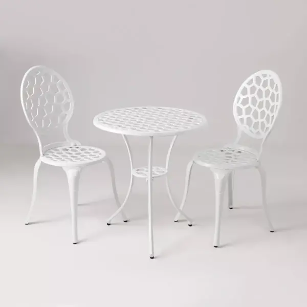 Vashon 3pc Aluminum Bistro Set - White - Balkene Home