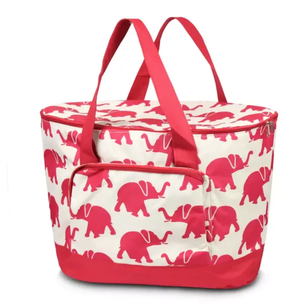 Zodaca Fashionable Large Cooler Bag, Red Elephant