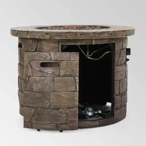 Stillwater Outdoor Circular Fire Table Natural Stone - Christopher Knight Home