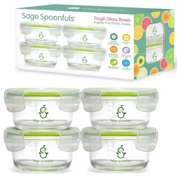 Sage Spoonfuls Tough Glass Bowls 4pk Durable Baby Food Storage Container - Clear - 7oz