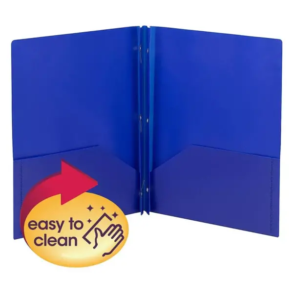 Smead Poly Two-Pocket Folder w/Fasteners 11 x 8 1/2 Blue 25/Box 87726