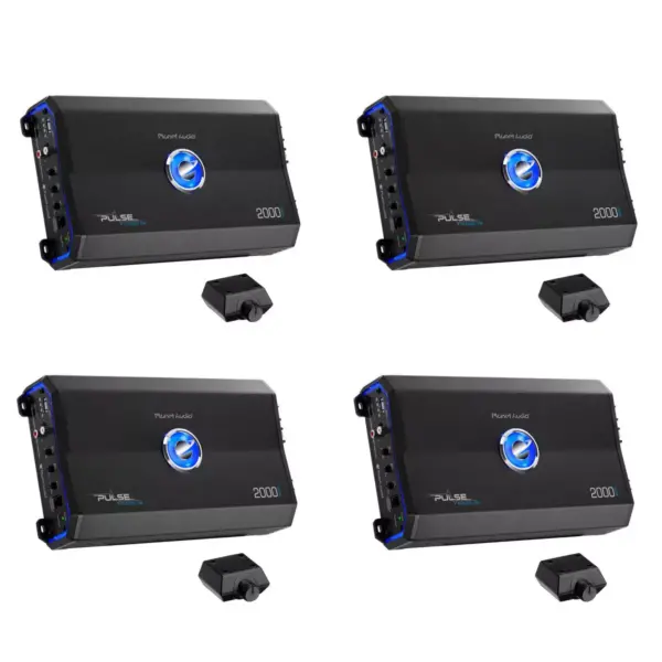 Planet Audio PL2000.1M 2000W A/B Mono Power Car Amplifier w/ Remote (4 Pack)