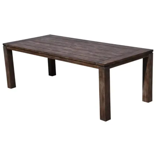 87" Rectangular Teak Dining Table with Umbrella Holes - Taupe - Courtyard Casual