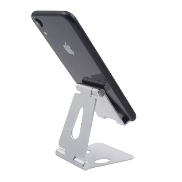 Insten Foldable Adjustable Cell Phone Tablet Stand, Ergonomic Holder, Aluminum made, fits with iPhone, iPad, Switch, 3.5” to 8” devices, Silver