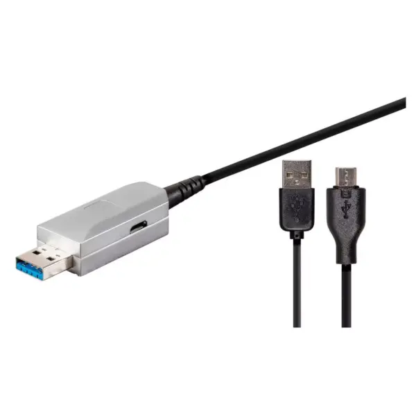 Monoprice USB-A to USB-A Female 3.0 Extension Cable - 98.4 Feet - Silver | Fiber Optic - SlimRun