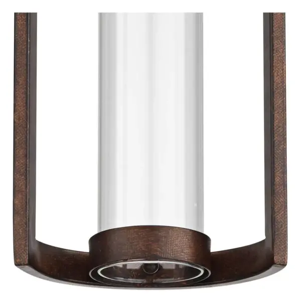 Possini Euro Design Modern Outdoor Wall Light Fixture LED Bronze 15" Clear Glass Cylinder for Exterior House Porch Patio Deck