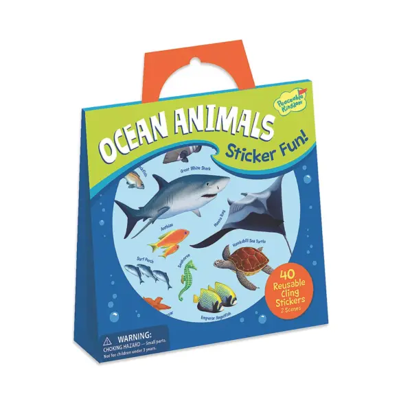 MindWare Ocean Animals Reusable Sticker Tote - Stickers - 42 Pieces