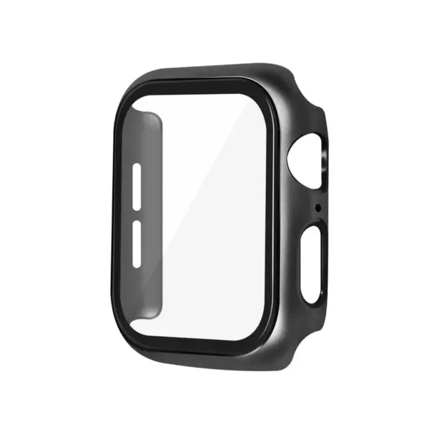 Metal Hard Case Compatible with Apple Watch 40mm Series 6 5 4 SE, Built in 9H Tempered Glass Screen Protector Full Protective Cover, Black by Insten