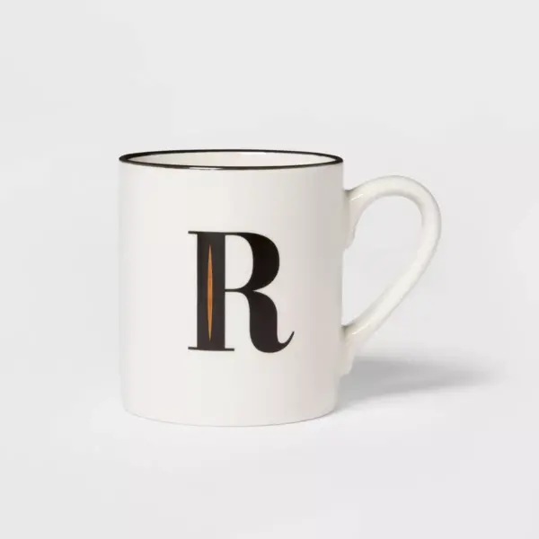 16oz Stoneware Monogram R Mug White - Threshold™