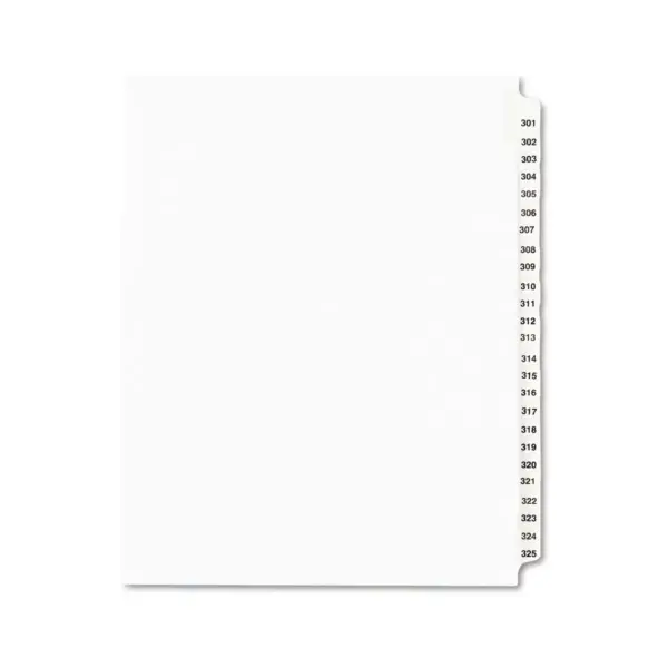 Avery-Style Legal Exhibit Side Tab Divider Title: 301-325 Letter White 01342